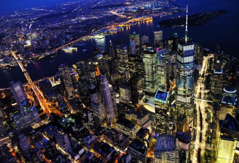 Landscape view of skyscrapers in a city